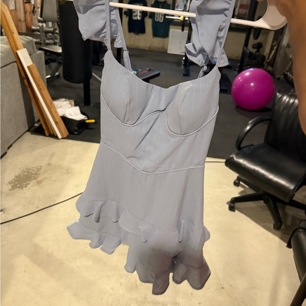 Selfie Leslie Sky Blue Lace-Up Dress Rush